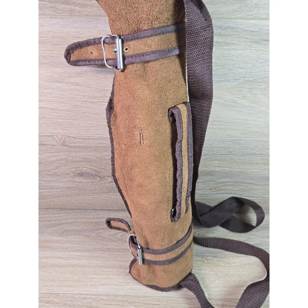 Vtg. Unbranded Suede Leather Chef Knife Roll Storage Case Carrier 8 Pocket